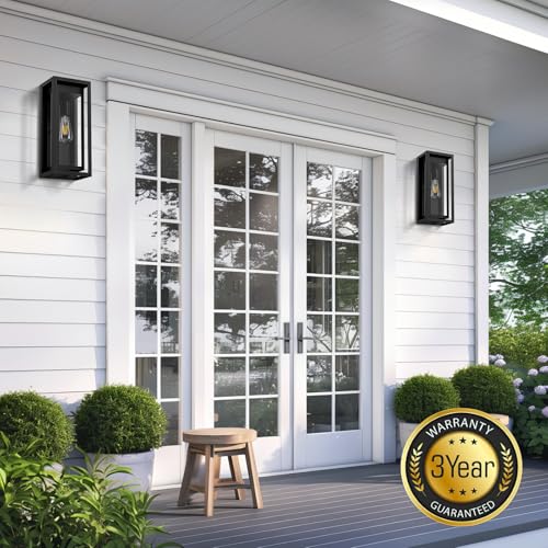 Slypadan 15 Inch Large Outdoor Wall Lights, 2 Pack Matte Black Outdoor Sconces, Modern Waterproof Exterior Lighting Fixtures With Clear Glass Shade For Front Door thumb #1