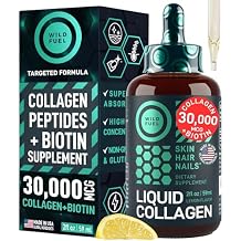 Liquid Collagen for Women and Men - 30,000mcg Hydrolyzed Collagen Peptides Liquid with Biotin Vitamins for Hair, Skin, Nails & Anti-Aging - Lemon Liquid Drops, 2oz, up to 2-Month Supply, Made in USA