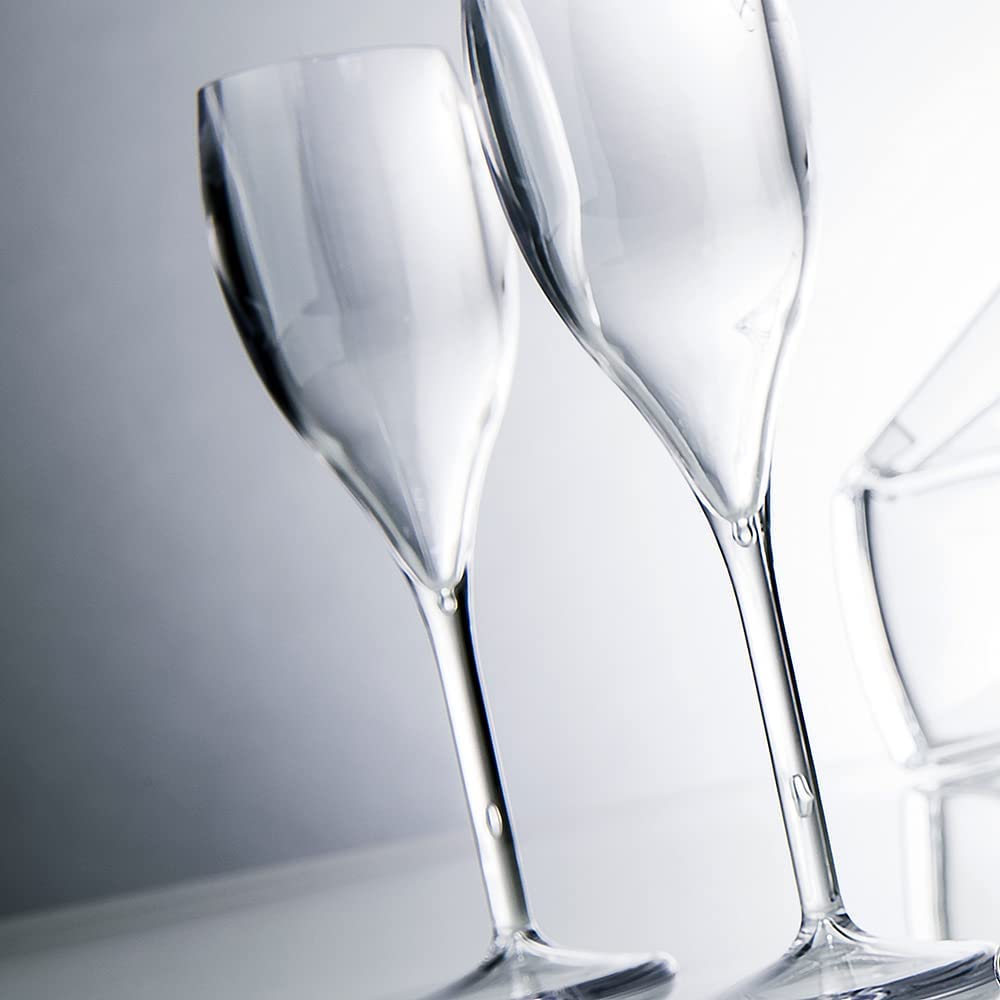 Calici Flute Opale Bicchieri Infrangibili, Lavabili e Riutilizzabili, in Plastica per Prosecco, Spumante e Champagne, 6 pezzi per confezione, Capacità 15 cl