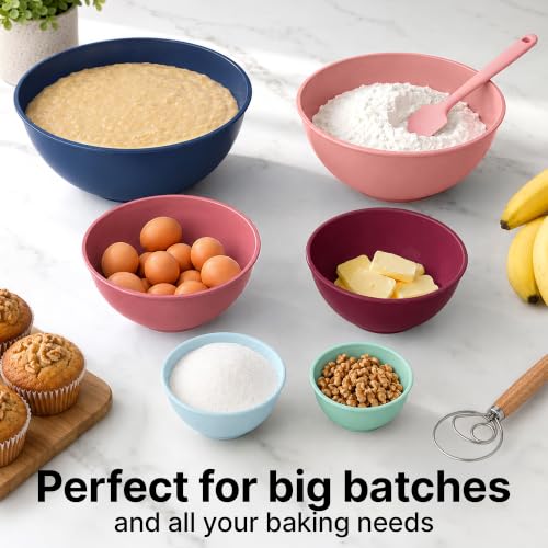 Image of Zulay Kitchen 12 Piece Plastic Mixing Bowls with Leak-Proof Lids Set - Microwave and Freezer Safe Kitchen Mixing Bowls for Preparing, Serving and Storing - Large Nesting Bowls (Cotton Candy Ombre)