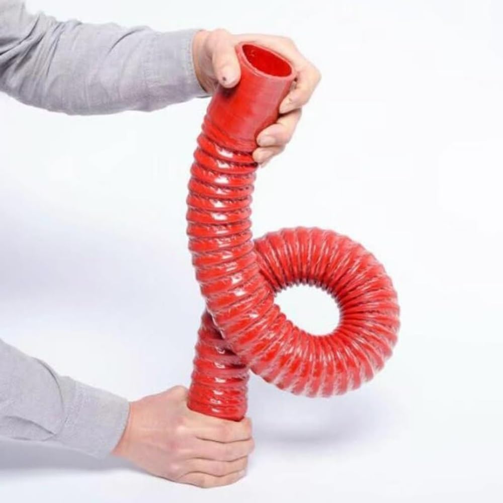 Flexible Automotive Silicone Hose - Red High-Temperature Resistant Intake & Exhaust Duct for Car Heaters, Brake Cooling, Vent Pipe (65mm / 2.55") - Durable & Versatile Tubing