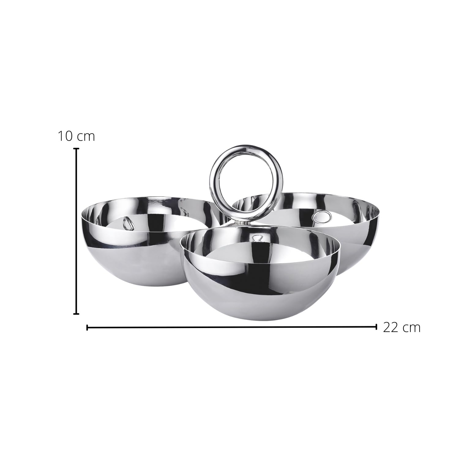 EDZARD Snackschale Apura (Ø 22 cm), Edelstahl hochglanzpoliert, Triple Schale