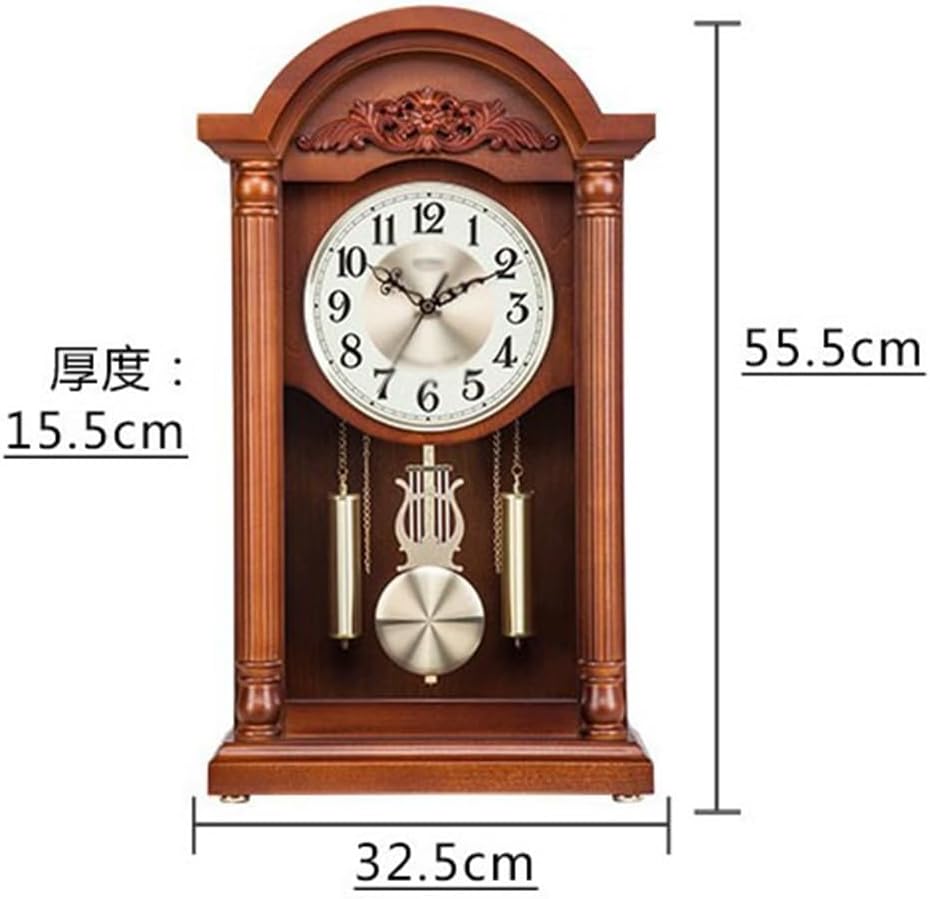 Solid Wooden Clock Home Retro Clock Desktop Silent Time Study Chinese
