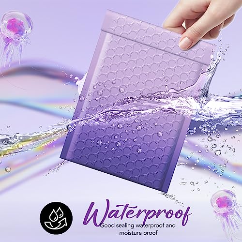 Image of Fuxury 4x8 Bubble Mailer 100 Pack Gradient Purple Cute Bubble Envelopes | Opaque Strong Adhesion Pattern Padded Mailing Envelopes for Shipping Jewelry,Makeup,Trading Cards #000 Thick Padded Mailer