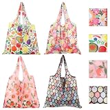 4 Stück Wiederverwendbare Einkaufstasche Faltbar, Große Kapazität 45x40cm Faltbare Shopping Bag Waschbar Einkaufsbeutel Faltbar, Leicht Faltbare Tasche, Falttasche Grocery Bag für Einkaufen Reisen