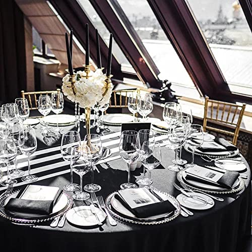 Lykoow 10 Packs Black Round Satin Tablecloth Overlay Round Silky Black Satin Tablecloth 108Inch Bright Tablecloth Smooth Fabric Table Decoration For Parties Holiday Wedding Birthday Banquet(Black) #TOP5