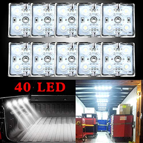 Ruesious Kit di 40 luci a LED per interni di furgoni, camper, barche, roulotte, rimorchi, autocarri, Sprinter Ducato Transit (10 moduli, bianco)