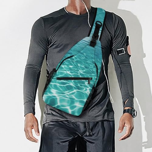 Mochila deportiva tipo sling azul para senderismo miniatura 7