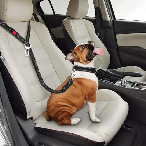 2x TÜV-geprüfter Hundeauto-Gurt mit 1680D-Nylon & 3D-Stoßdämpfer ertifizierter Sicherheitsgurt für SUV/Wohnmobile (80-150cm verstellbar, kaufsicherer Rand) - Für alle Rassen bis 60kg