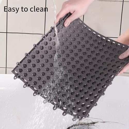 Toqtyot DZ001 16Pack Interlocking Floor Tiles Soft Pvc Non Slip Shower Floor Mat,Non-Slip Pool Bathtub Drain Tiles thumb #4