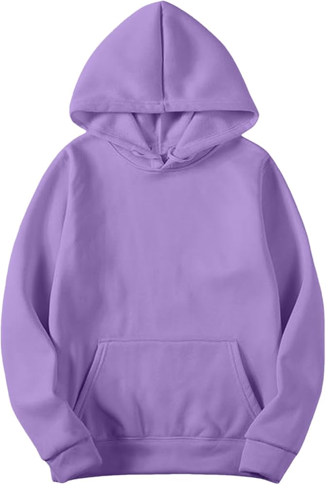 Generisch Sweat à Capuche à Manches Longues Pour Femme - Couleur Unie - Pull à Capuche - Décontracté - Long - Mode - Sport - Streetwear - Gym - Pull D' Hiver Fin, Bleu Marine, L