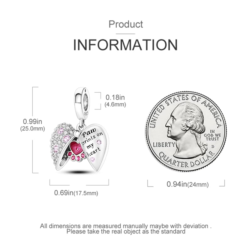 TINSLO Ciondolo Argento Sterling 925 con Cubic Zirconia Pendenti per Pandora Braccialetti, Compatibile con Braccialetti e Collane europei, perfetto Regali per Moglie e Ragazze B1