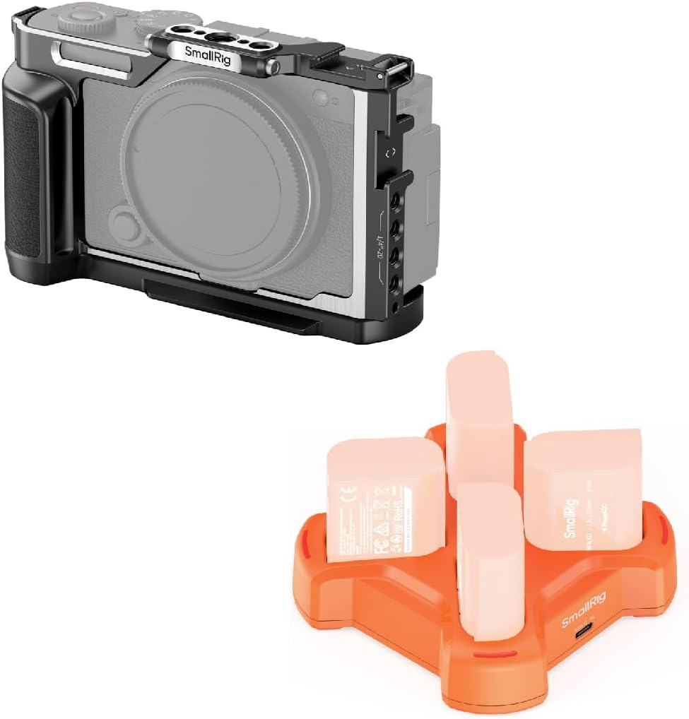 SmallRig Cage and DMW-BLK22 4-Channel Camera Battery Charger for Panasonic