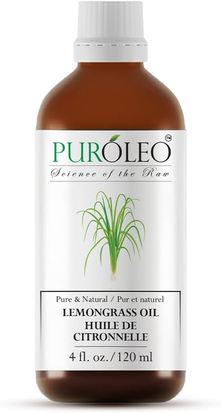 PUROLEO Lemongrass Essential Oil 128 Fl Oz/3785 ML (Packed in Canada) for Aromatherapy and Skin Care - 100% Pure, Lemongrass Oil for Diffuser, Massage, and DIY Recipes