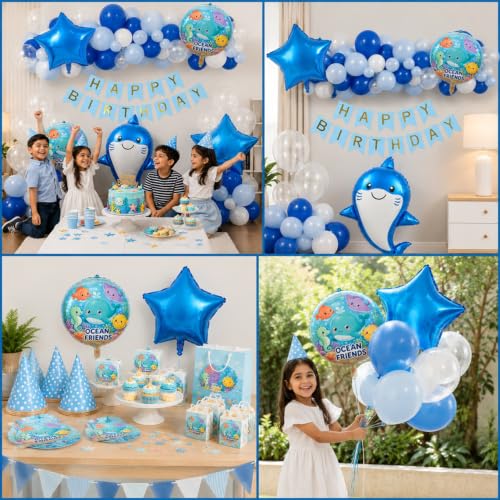 Image of Ocean Theme Birthday Decoration Kit, Pack of 46 pcs