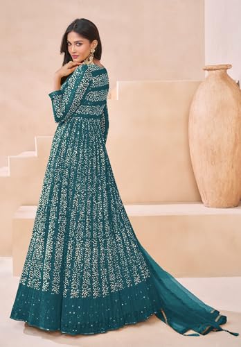 Heni Fashion Ready To Wear Indian/Pakistani Style Party Wear Embroidered Anarkali Suit Anarkali Gown For Women's2