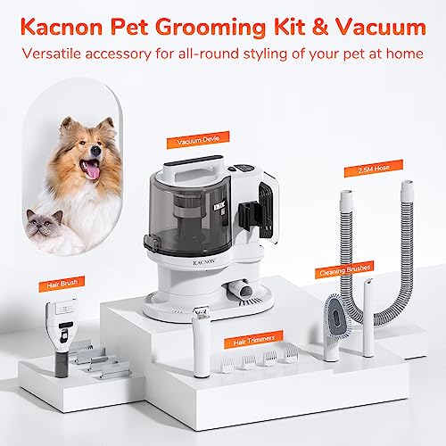 KACNON Hundeschermaschine mit Staubsauger (3.3L,13kPa) - All in one Haustierpflegeset - Leise Schermaschine Hund Katze - Tierhaarstaubsauger Elektrische Haustierbürste
