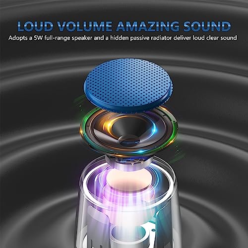 Image of INSMY Small Bluetooth Speaker, Waterproof Mini Portable Wireless Speaker, Punchy Bass Rich Audio Stereo Pairing, Handheld Pocket Size, Built in Mic for Hiking Gift Laptop Tablet (Blue)