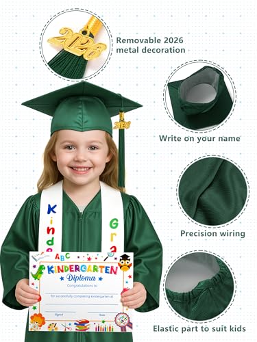 Image of QZYL Kindergarten Graduation Cap and Gown Set, 2026 Congrats Grad Outfit with Tassel & Certificate for Kindergarten