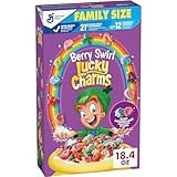 Lucky Charms Berry Swirl Breakfast Cereal with Marshmallows, Kids Breakfast Cereal, Made with Whole Grain, Family Size, 18.4 oz