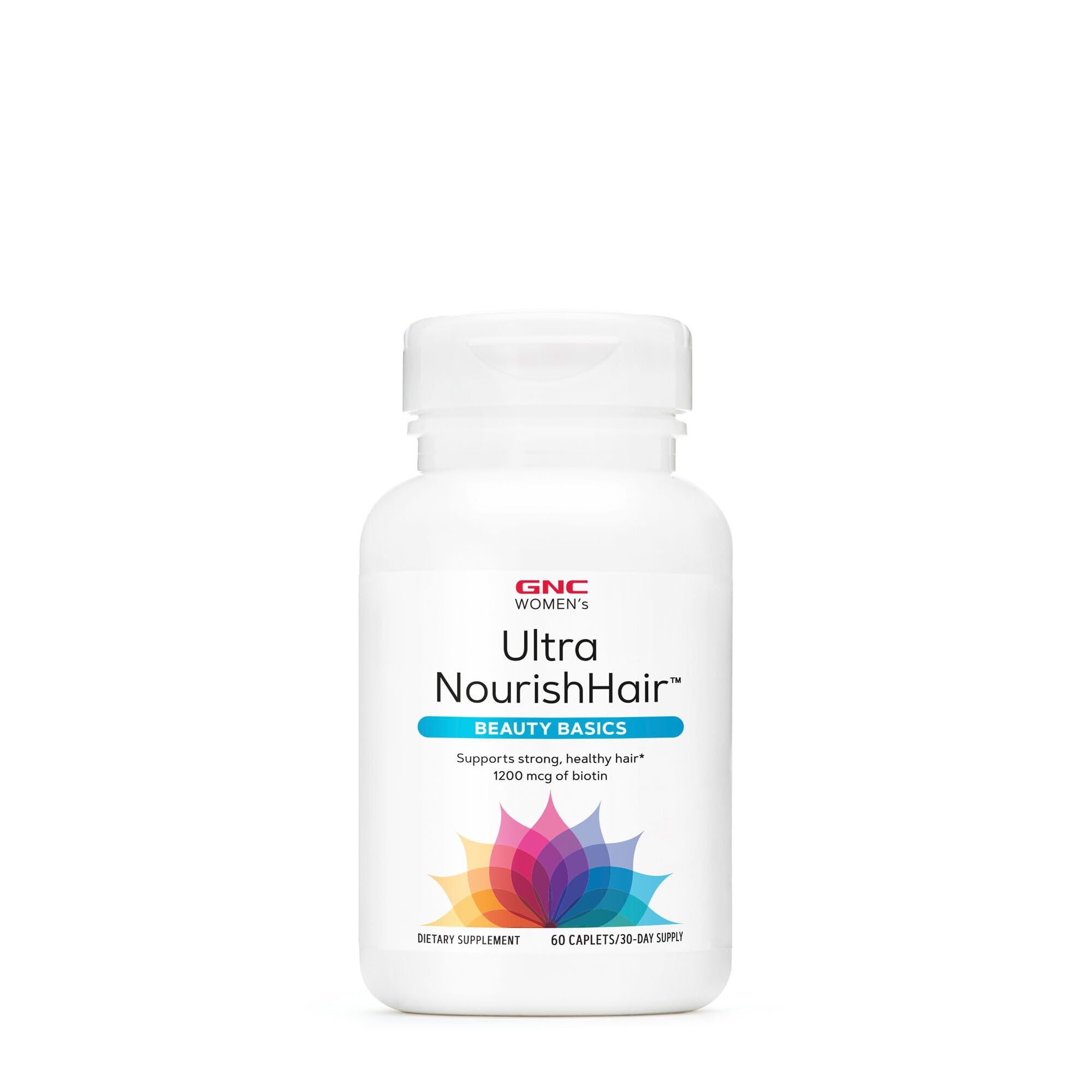 GNCWomen's Ultra NourishHair Vitamins | Supports Healthy Hair, Skin and Nails | Biotin with Vitamins C, E and Zinc | Daily Supplement | 60 Count