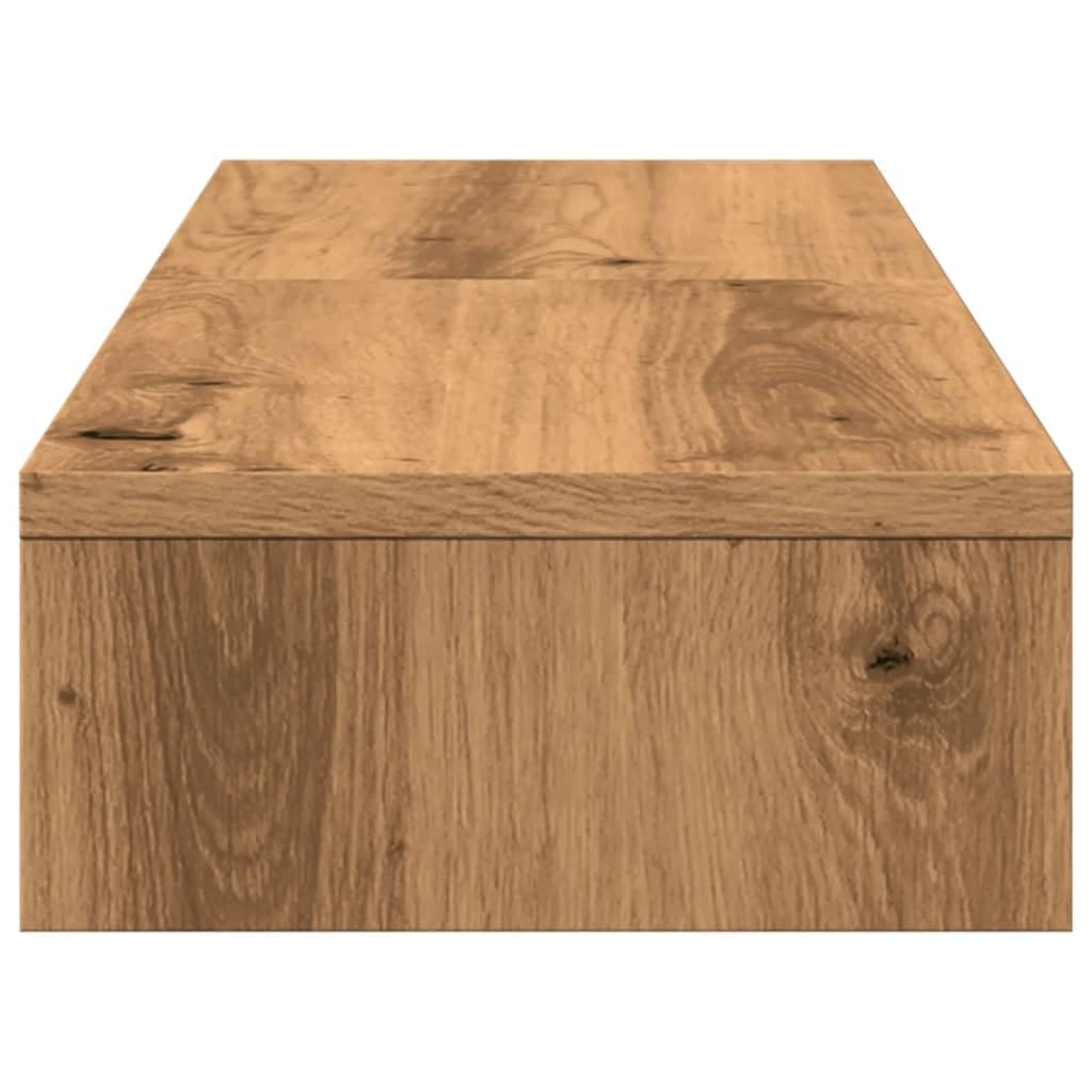 Supporto per monitor regolabile in legno di rovere Artisan, 80 x 24 x 10,5 cm, ergonomico, regolabile in altezza, salvaspazio e stabile, per scrivania per computer, tavolo da gioco, home