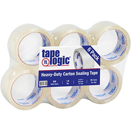 Image of Aviditi Tape Logic 2 Inch x 55 Yard 1.6 Mil Clear, Heavy Duty Hot Melt Packing Tape, 6 Pack, Perfect for Packing, Shipping, Moving, Home and Office