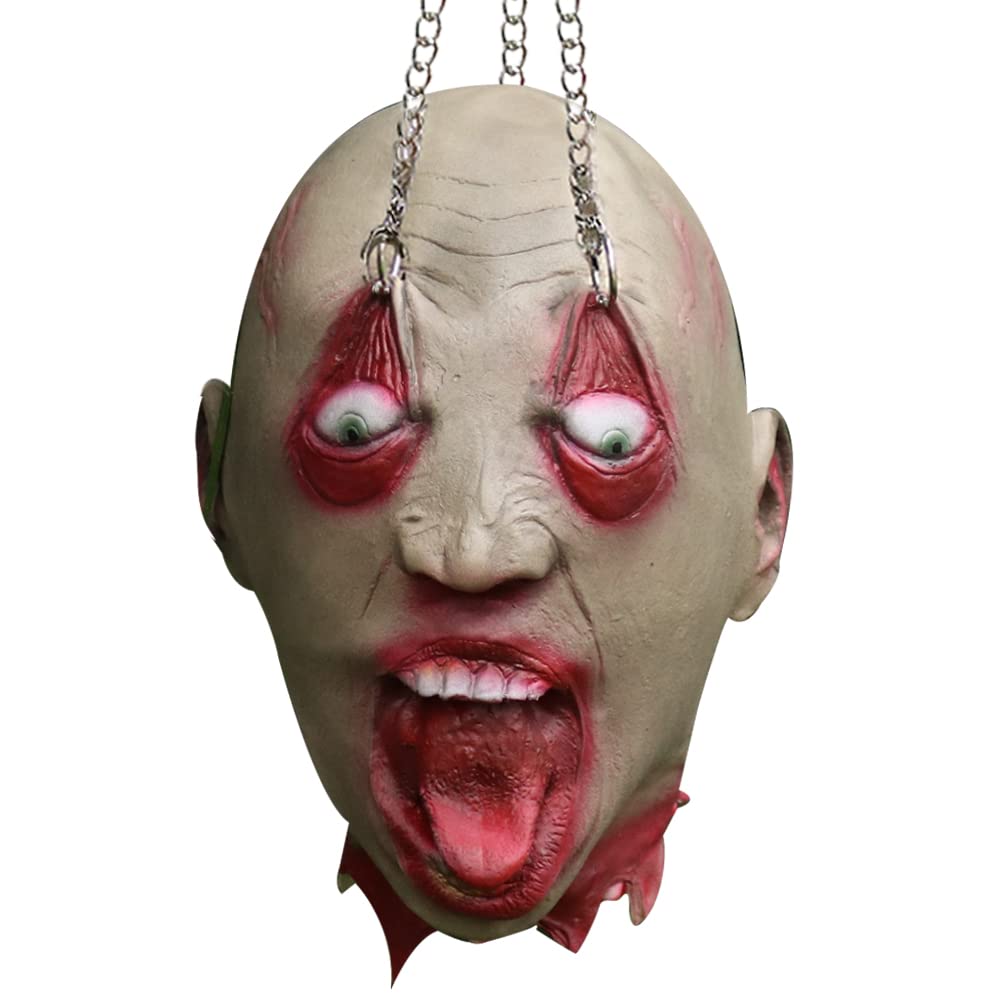 Cafele Severed Head Hanging Bloody Cut Off Head Scary Realistic Zombie Halloween Props Party Décor (Zombie Head)
