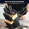 Home Hero Kitchen Knife Set with Sharpener - High Carbon Stainless Steel Knife Block Set with Ergonomic Handles (16 Pcs - Black/Wood)