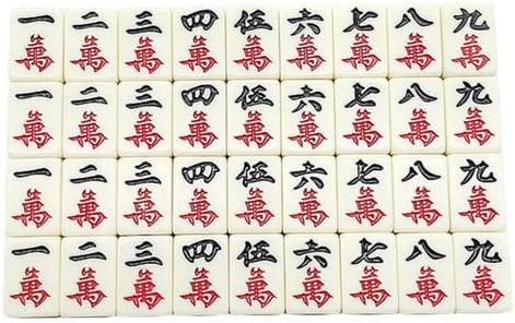 Miniatura 6 de Juego de mahjong chino – 144 mini azulejos grabados blancos para reuniones familiares | Juego de viaje portátil Mah-Jongg para fiestas, tiempo libre