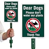 SmartSign 10 x 7 inch Dear Dogs Please Don't Water Our Plants Funny No Dog Pee sign for yard and 18 inch Stake Kit, 40 mil Laminated Rustproof Aluminum, Multicolor, Set of 1
