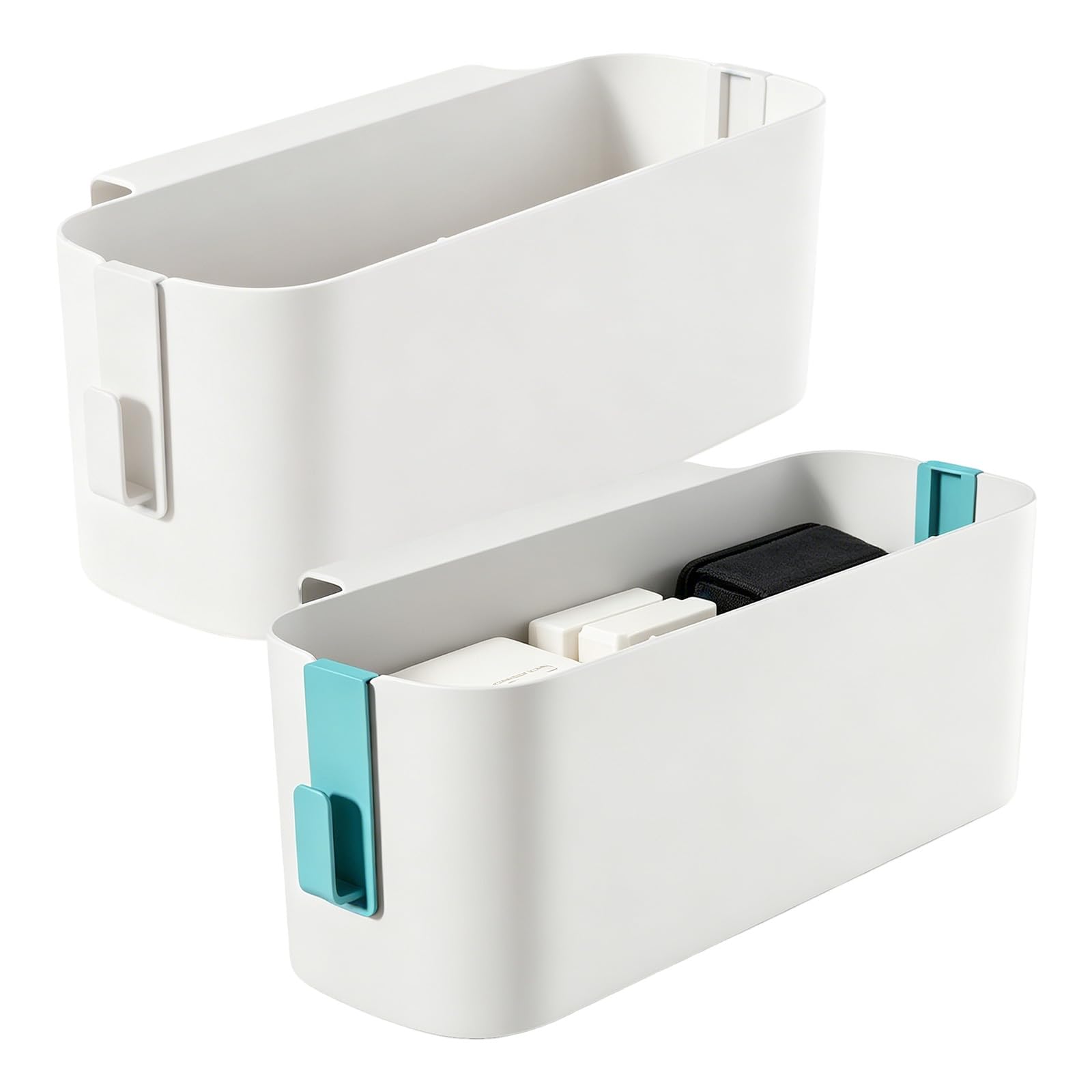 Lyyixbix Bedside Hanging Storage, 2 Pcs 33.2×11.3×12cm Hanging Bed Bags Organizer Box with 2 Detachable Hooks Space-Saving Over Bed Storage Shelf Holder for Home Office School Dormitory Room