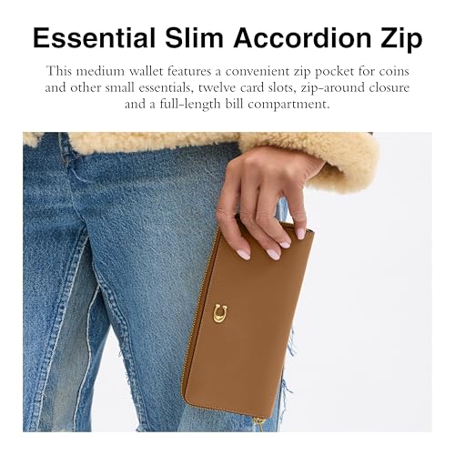 Coach Women's Slim Accordion Zip Accessory-Travel Wallet, B4/Honey Brown2