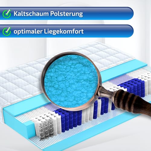 Matratzen Perfekt 9-Zonen Taschenfederkern Hamburg Deluxe 180x200 H4 Höhe 23 cm hoher Punktelastizität waschbarer Bezug (60°C) – Bild 6