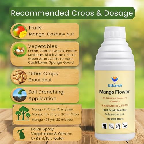 Image of Utkarsh Mango Flower - Paclobutrazol 23% SC, Plant Growth Regulator | Enhances Flowering, Controls Shoot Growth & Improves Fruit Size & Quality | 10 Litre