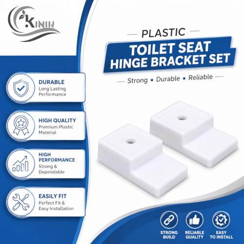 Image of KINIK Plastic Toilet Seat Cover Hinges & Flush Tank Bracket Set with Screws | Durable Replacement Hinges for Secure Toilet Seat & Cistern Fixing | Easy Installation | White