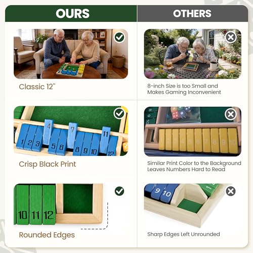 Ropoda Shut The Box Juego de Mesa Madera 12in 2-4 Jugadores miniatura 4