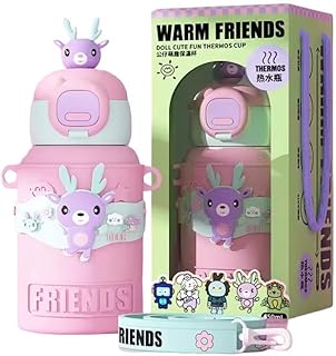 Garrafa térmica infantil warm friends (rosa)