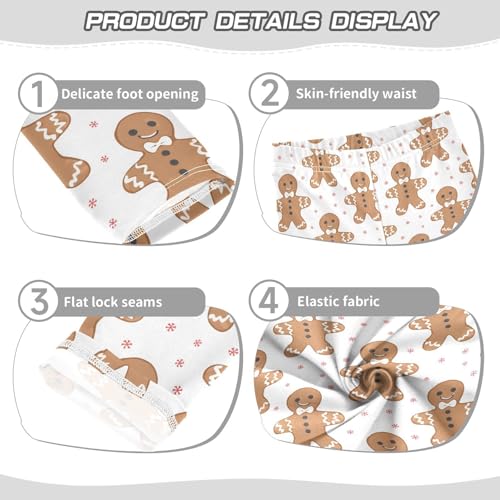 Gingerbread Man Snowflake Girls Leggings Ultra Soft Compression Yoga Gym Pants for Kids 4-10T3