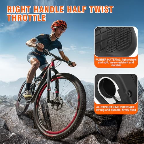 Image of Ebike Half Twist Throttle, FT76X Electric Bicycle Right Handle, Half Throttle Handle with Waterproof Plug, Ebike Modified Thumb Throttle Part for Ebike MTB Conversion Kit Parts