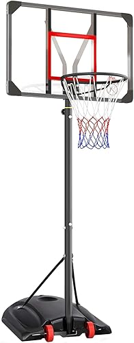 Anaayla Sistema de baloncesto, altura ajustable de 67 a 90 pulgadas (5.6 pies - 7.5 pies), aro de baloncesto portátil de impacto para exteriores con