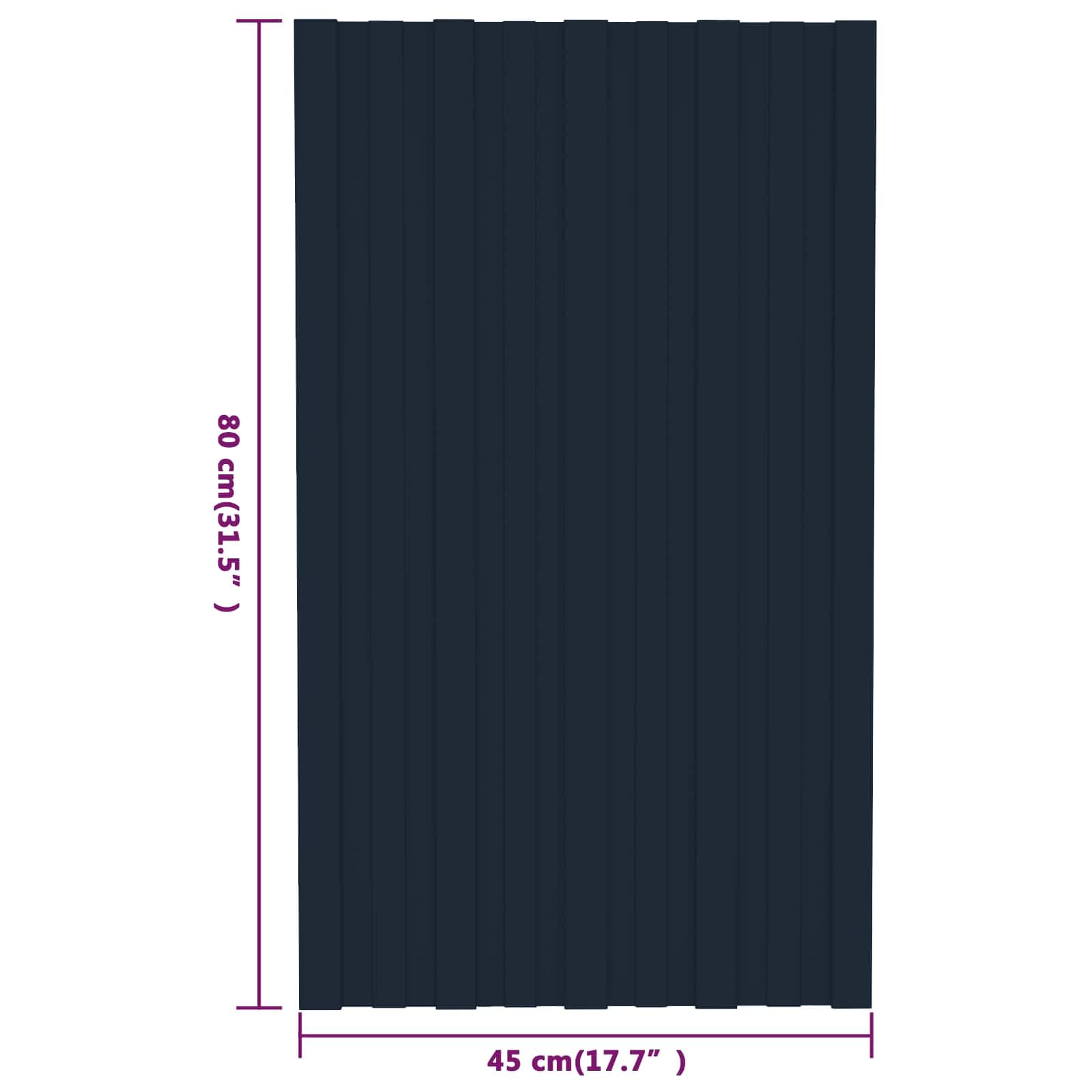 Panel dachowy, zestaw 12 sztuk, 80 x 45 cm, antracyt, z ocynkowanej stali, do szopy, altany ogrodowej, zadaszenia