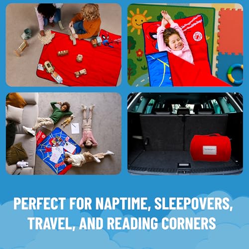 jay franco kids nap mat with embedded pillow amp blanket  soft 4634x2034 microfiber sleeping bag with name tag amp handle for school travel sleepover