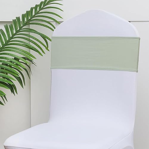 Miniatura 4 de 50 bandas de silla verde salvia para ceremonia de boda, bandas elásticas para sillas para fiestas, banquetes, temas, hoteles, restaurantes, eventos,