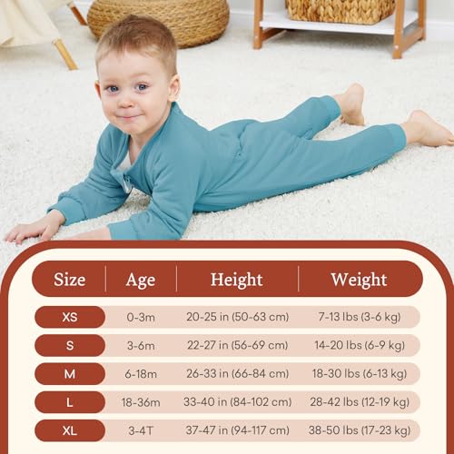 Image of Baby Sleep Suit 1.0TOG Long Sleeve Wearable Blanket with Legs, Soft Sleeping Bag with Feet newborn to 24 Months