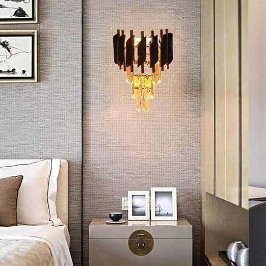 Image of Black Mamba Wall Light (Metal and Crystal), Pack of 1