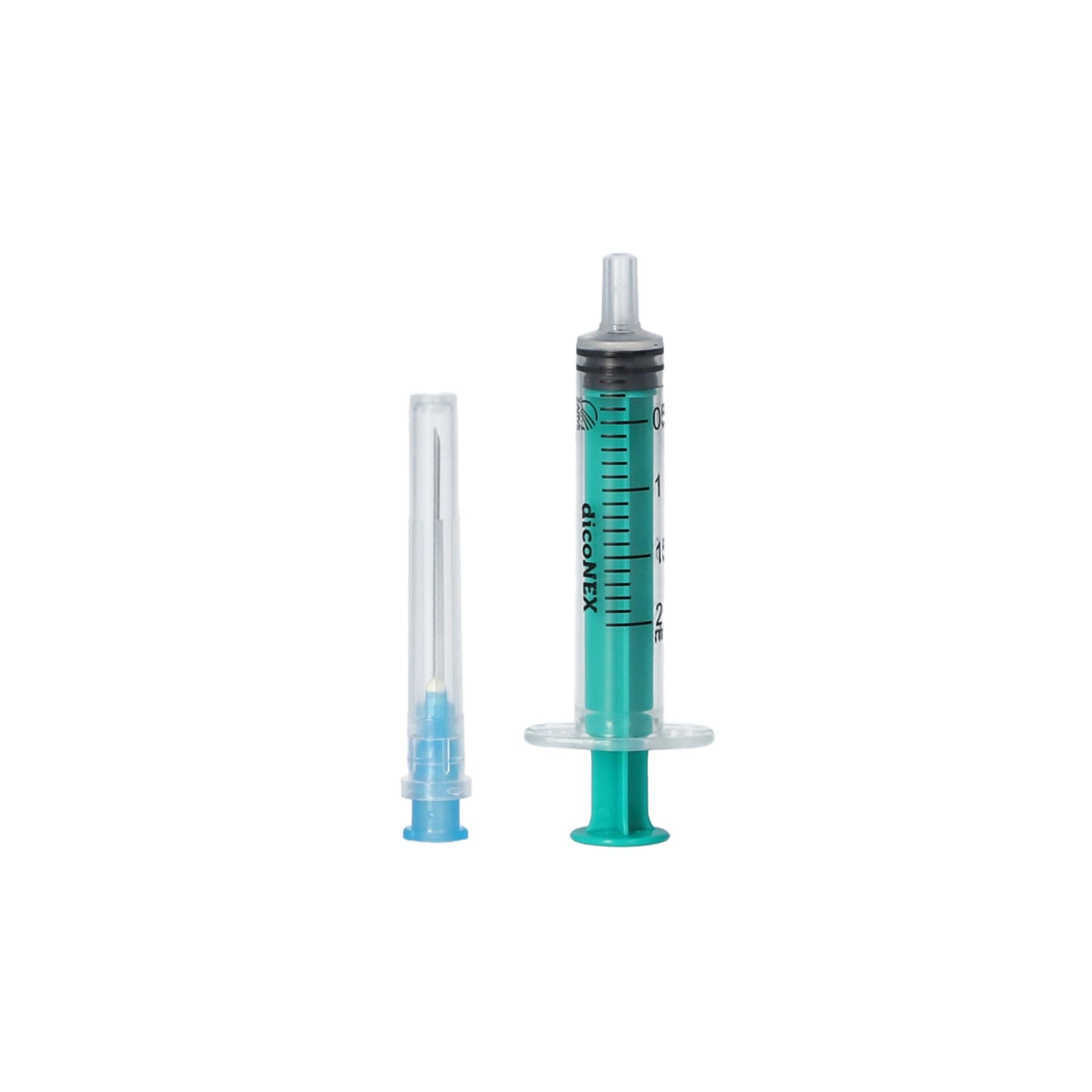 Zarys - Jeringa de uso único de 3 partes luer con aguja estéril - 2 ml - Caja de 100