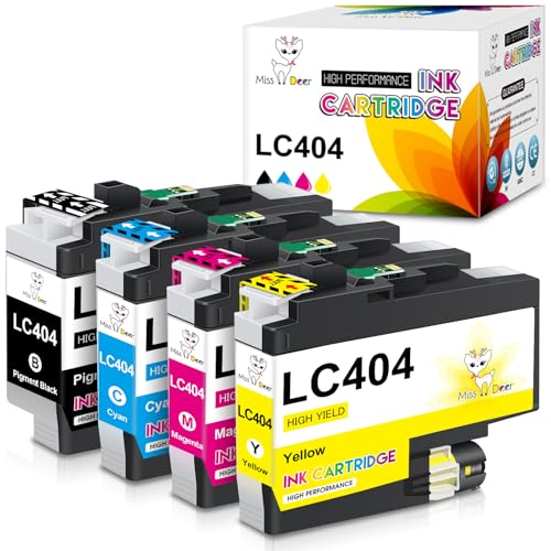 Image of Miss Deer LC404 Ink Cartridges Compatible Replacement for Brother LC404 LC404 XL LC-404,Work for Brother MFC-J1205W MFC-J1215W MFC-J1205W XL Printer, 4-Pack