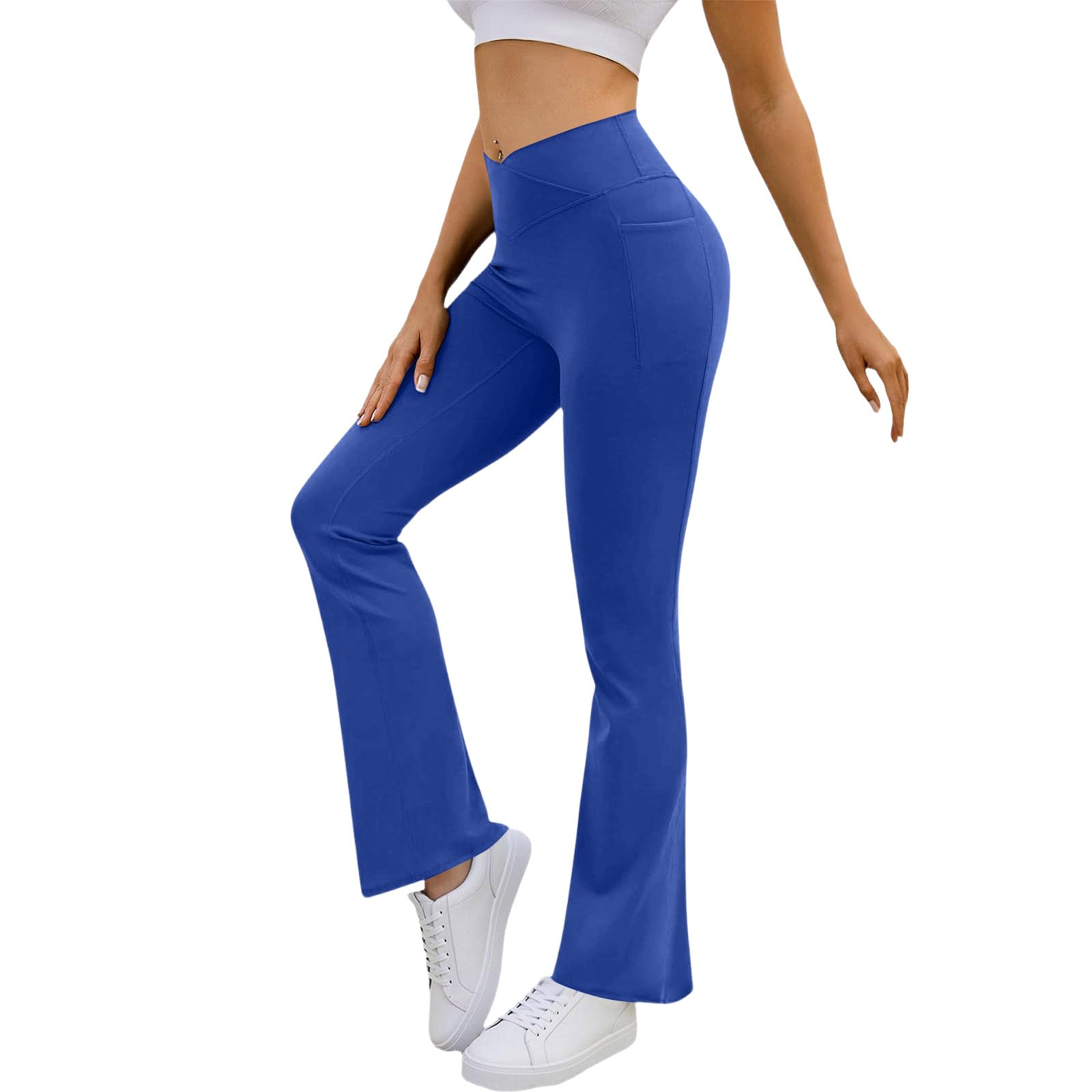 Workout Leggings for Women Trendy Flare Leggings with Pockets Fitted High Waisted Bootcut Bell Bottoms Comfy Gym Yoga