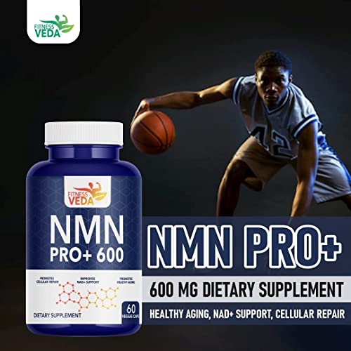 Image of FITNESS VEDA NMN PRO+ 600mg Truely Indian 99.9% Pure | Cellular Repair | Healthy Ageing | Improves NAD+ Support & Skin Health | Pack of 1-60 Capsules